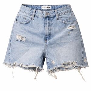 Fashion Nova Light Wash Distressed High-Rise Denim Shorts